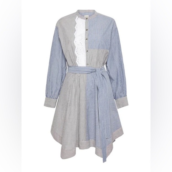 La Vie Rebecca Taylor 100% Cotton Maisie Eyelet Fit And Flare Mini Dress Size M - Picture 3 of 10